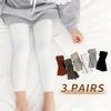 3pairs Baby Leggings, Girls' Tights, Toddler Stretchy Pants, Polyester Blend, Hand Wash Only, Knit Fabric, Seasonal All-Year Round, Solid Colors
