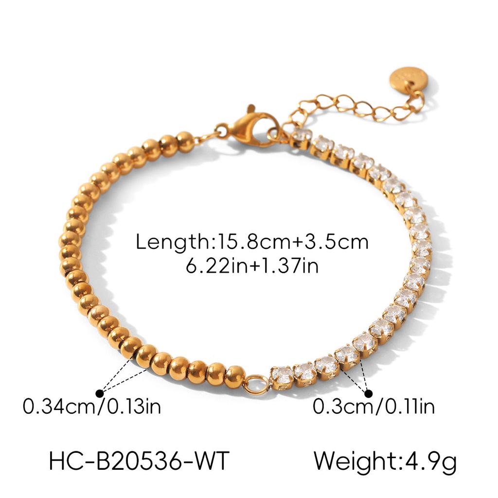 Euro-American style stainless steel zircon bracelet, light luxury high-end hand jewelry, 18k gold non-fading accessories