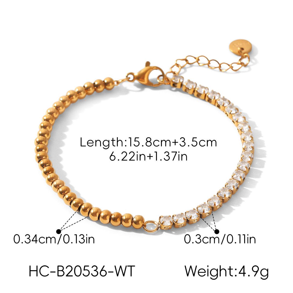 

Euro-American style stainless steel zircon bracelet, light luxury high-end hand jewelry, 18k gold non-fading accessories білий