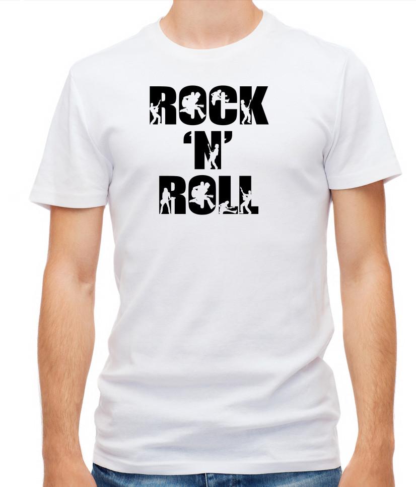 

Rock N Roll Short Sleeve White T Shirt Men G066 4XL
