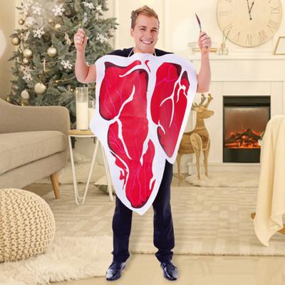 Oblečení na vystoupení Falešný steak Visící na krku Jasné barvy Volné Halloween Party Cosplay Scény Kostýmy na vystupování Foto Prop