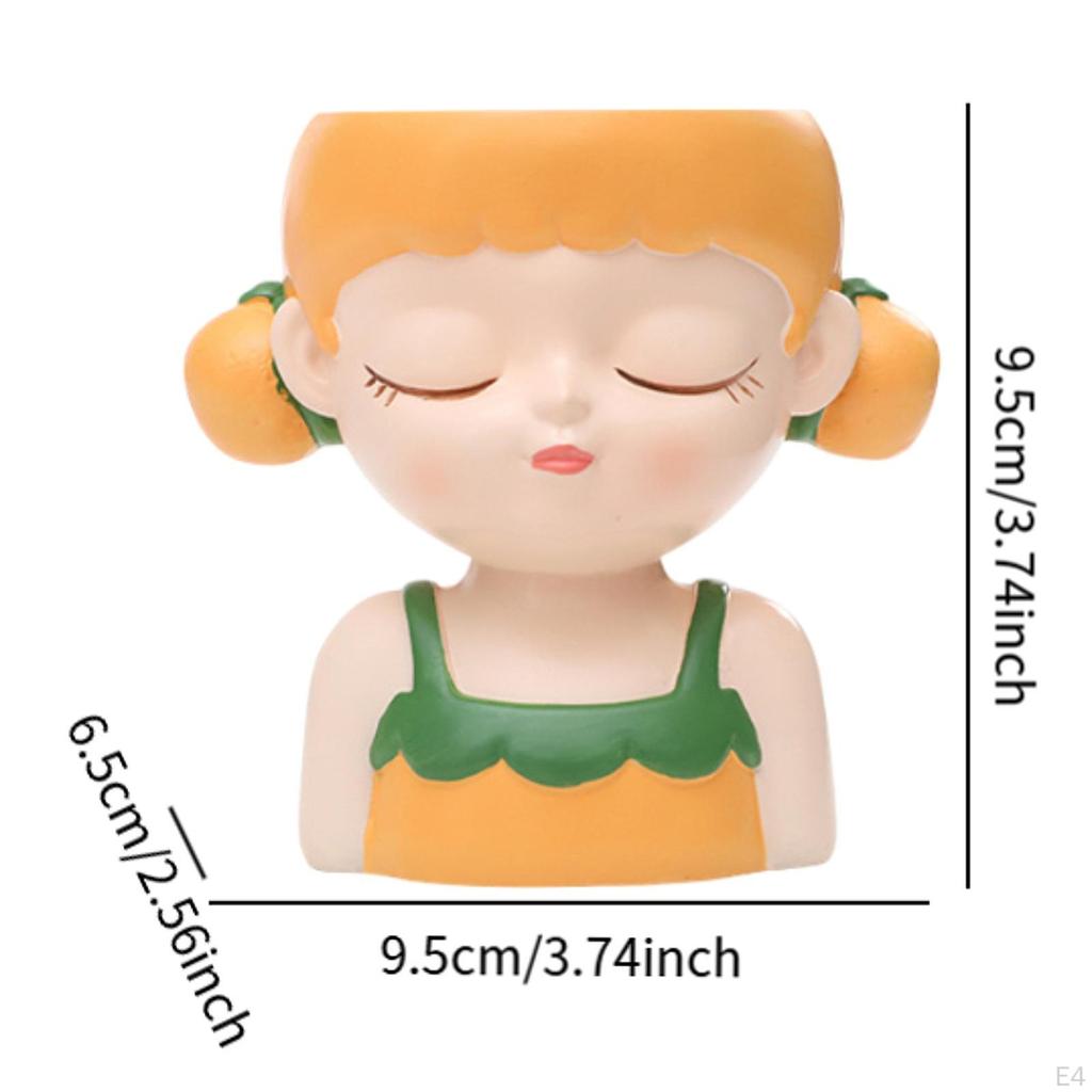 Cartoon Girl Planter Decorative Plant Pot Home Decoration Desktop Flowerpot Small Resin Flower