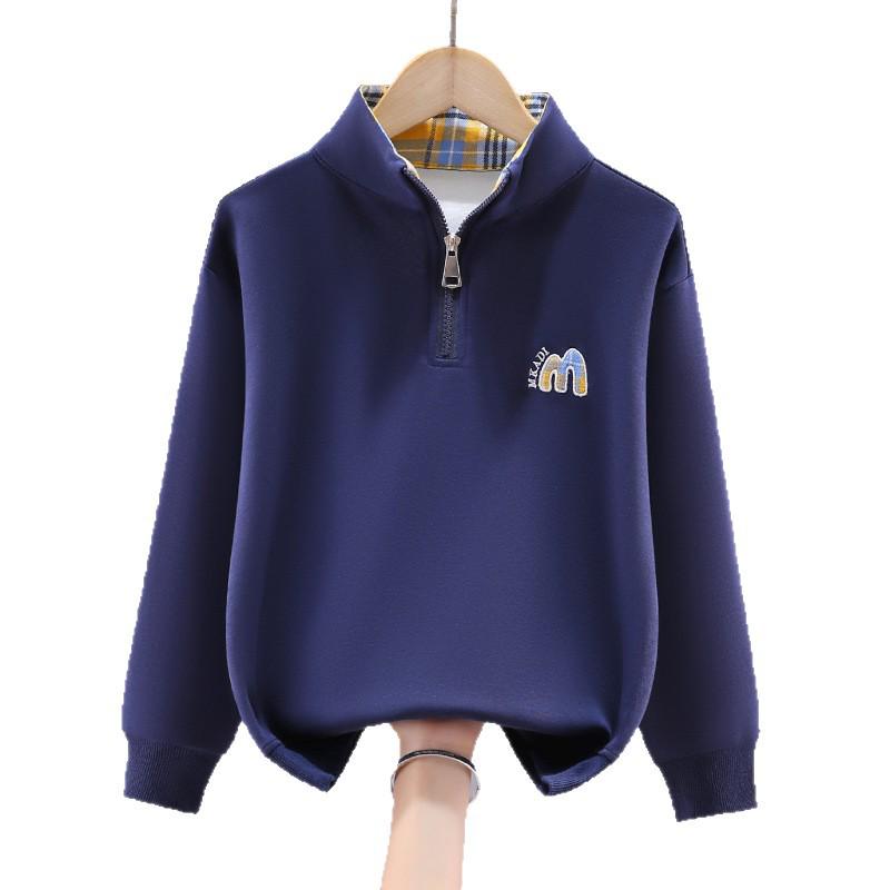 Sweatshirt mit Stehkragen für Jungen - Langärmeliges Freizeit-Oberteil für Grund- und Mittelschüler, Frühjahrs-/Herbstbekleidung