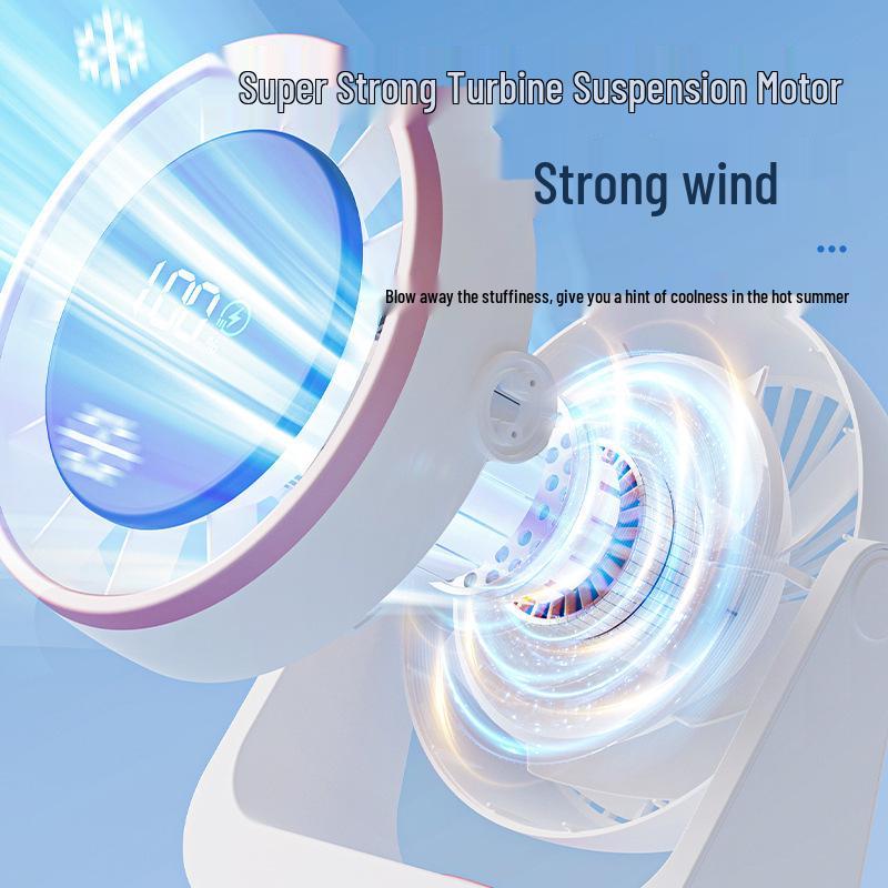 Wall-Mounted Rechargeable LED Display Fan - Compact for Dorm, Office, Home & Kitchen Air Circulation