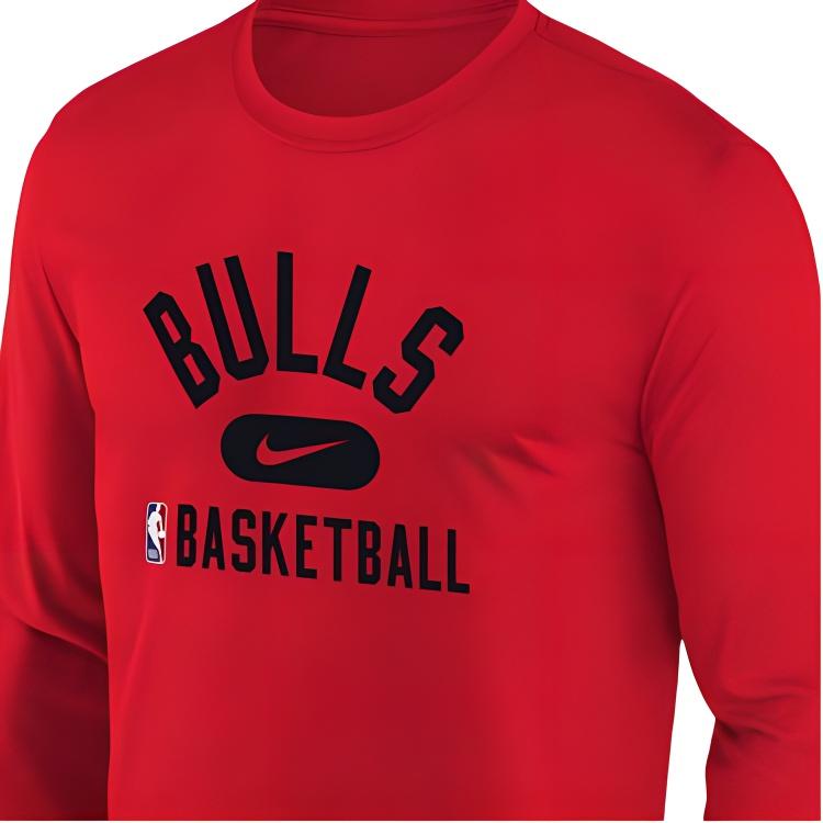 Nike NBA Collaboration Chicago Bulls Quick-Dry Long Sleeve T-Shirt Kids Tops Red 3Z2B7FEJX-BUL