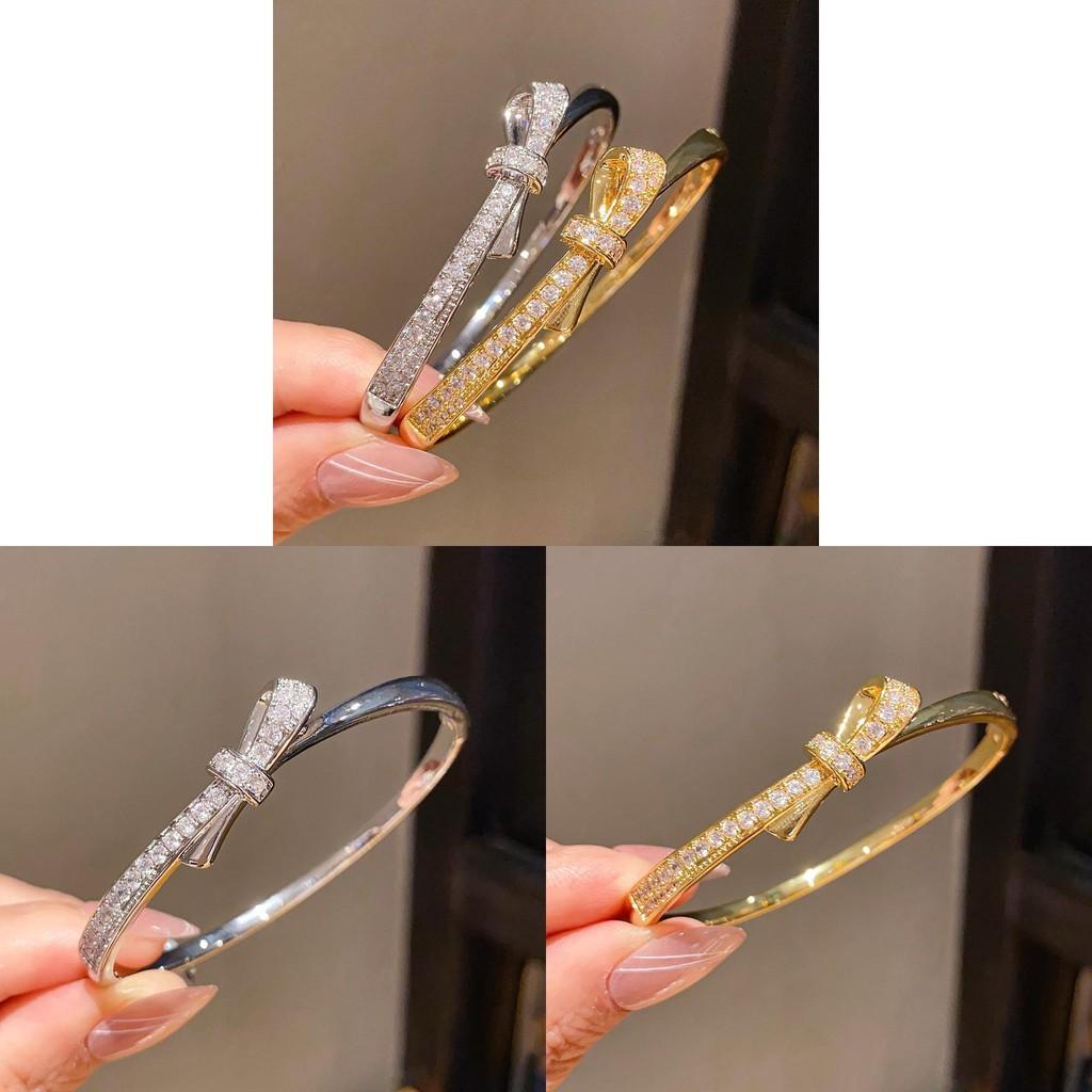 Silver Finish Zircon Butterfly Bangle Bracelet With Gold Plating For Elegant Occasions