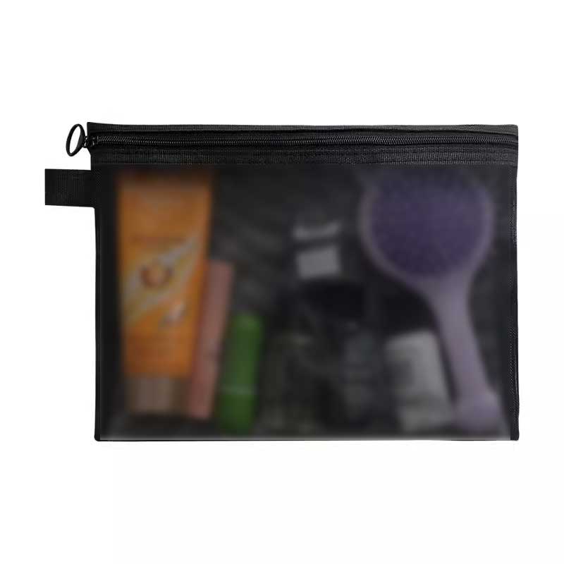 Black Mesh Makeup Bags for Women Girls Simple Cosmetic Bag Organizer Travel Portable Wash Lipstick Toiletry Sanitary Storage Bag