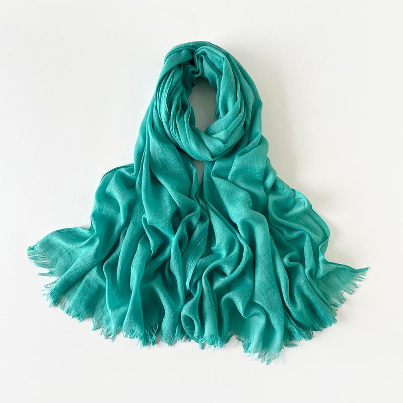 180 * 90 Cotton And Linen Scarf Sunscreen Folds Solid Color Human Cotton Silk Scarf Shawl Multi-Color Yarn Headscarf Women