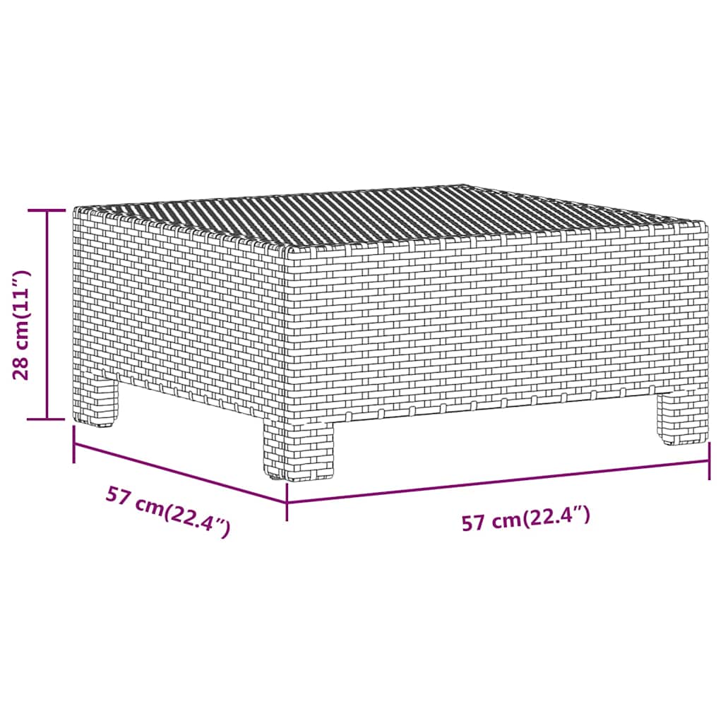Garden Footstool with Cushion Grey Poly Rattan