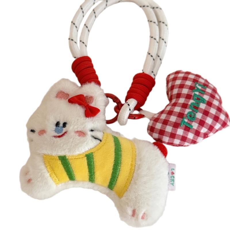 Plush Rabbit Dog Keychain Cartoon Puppy Pendant Bag Charm Lightweight Portable Accessory For Women Girls