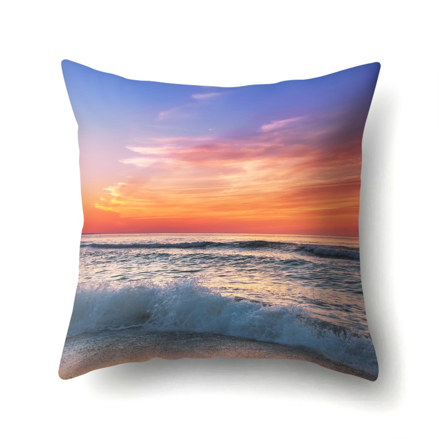 

Пейзаж заката на морском побережье Односторонняя наволочка Офисная подушка-обнимашка Наволочка для поясничной подушки Полиэстер Простая диванная наволочка 45Cm without pillow core
