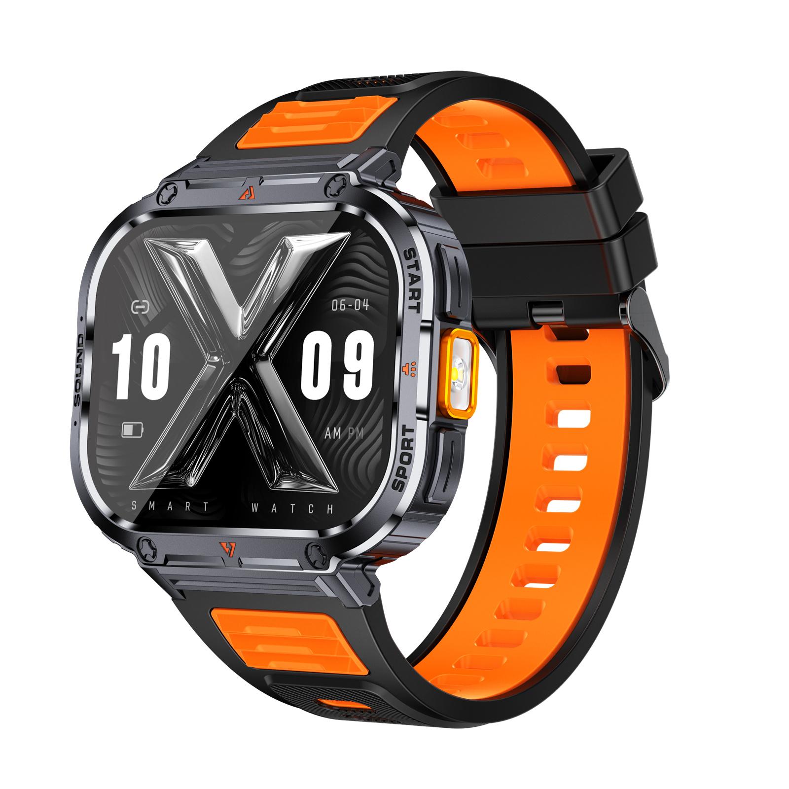 

LOKMAT Sport Smart Watch IP68 Водонепроницаемые смарт-часы с большим экраном и светодиодным фонариком, функцией отправки сообщений и отправки вызовов через Bluetooth, часы для смартфона оранжевый