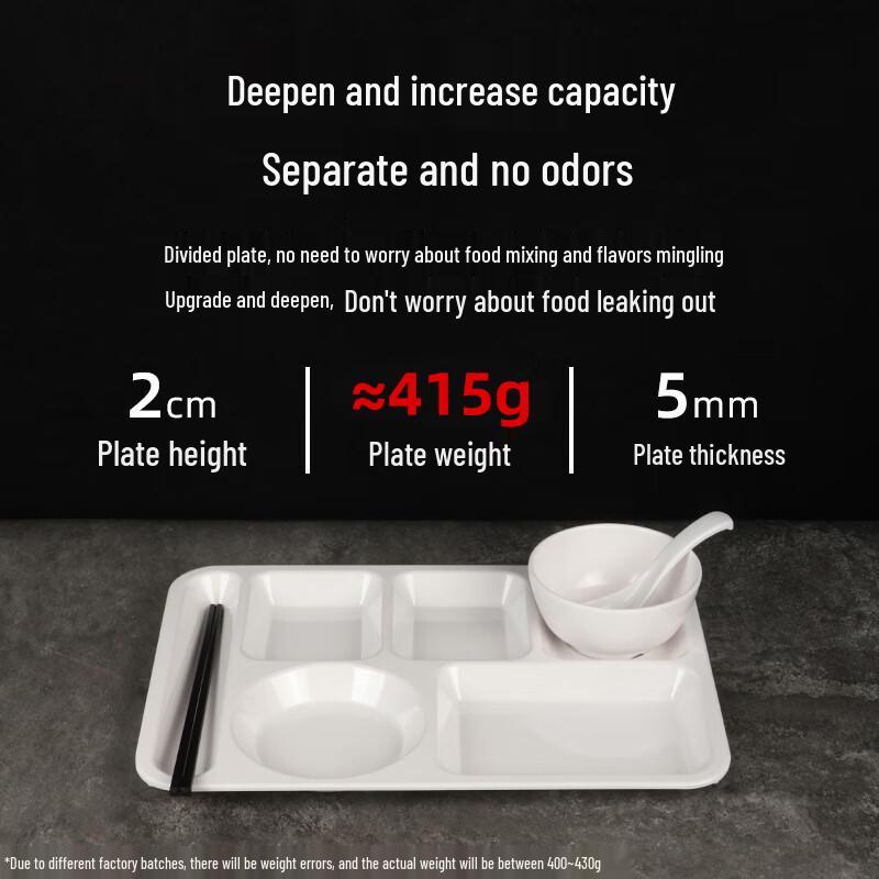 Rectangular 4-Compartment Melamine Lunch Tray