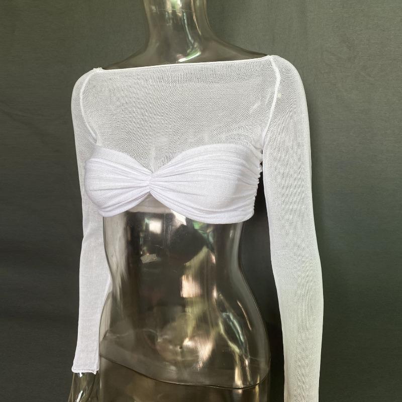 Frühling und Sommer Damen One Neck Sheer Kurzes Wickeltop