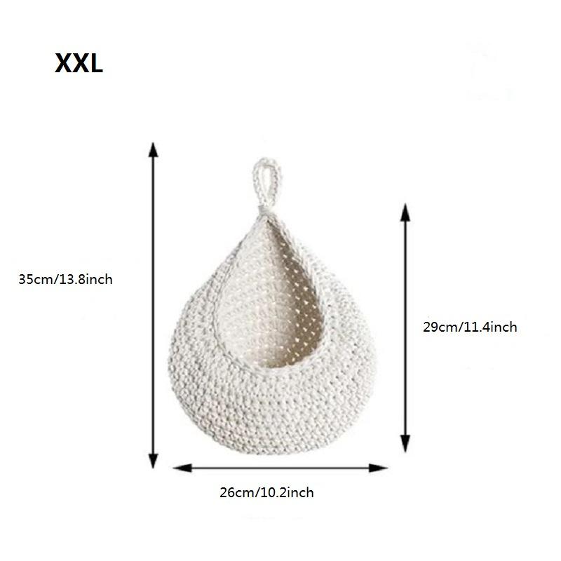 XS-2XL Handwoven Wall Hanging Fruit Vegetable Basket Teardrop Plant Basket Kitchen Table Wall Hanging Storage Basket Container