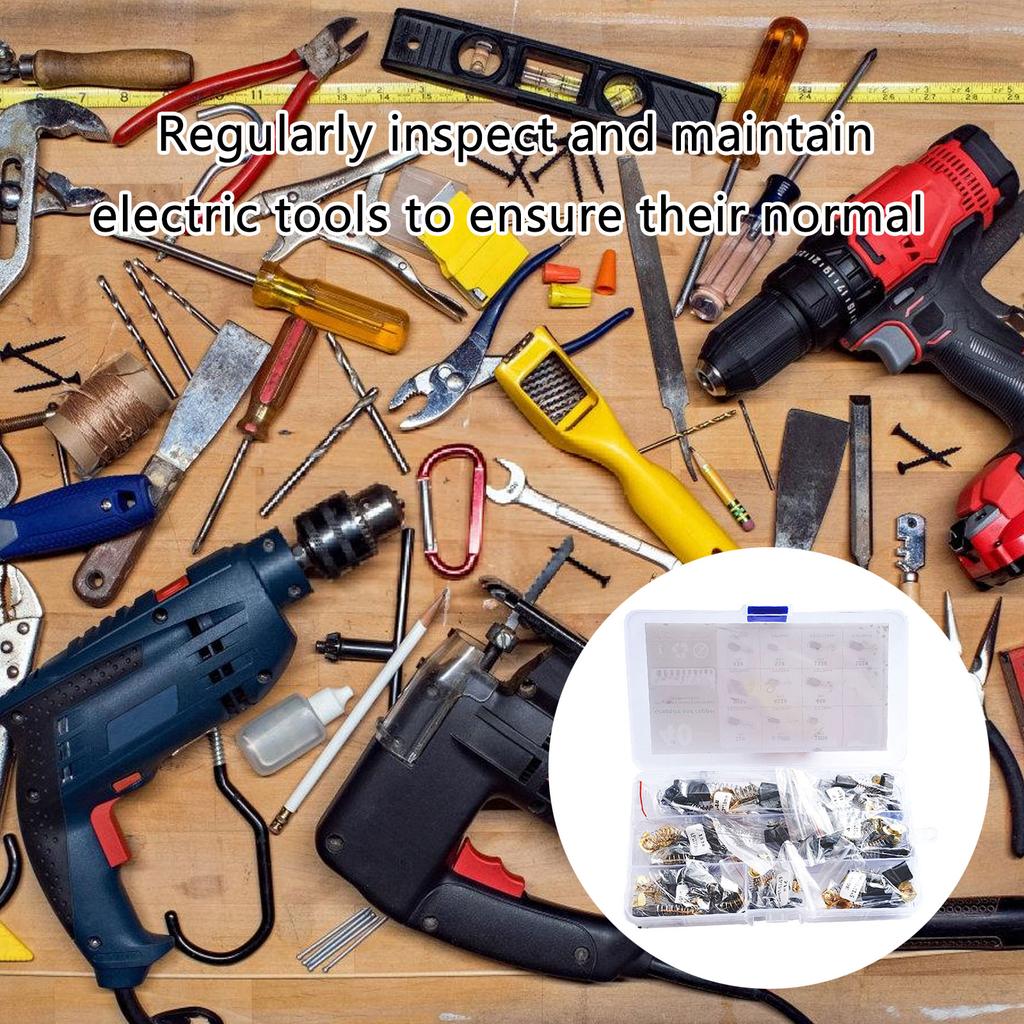 Pack of 40 Electric Carbon Brush Set Power Tool Repair with 10 Sizes for Angle Grinders and Drills Maintenance