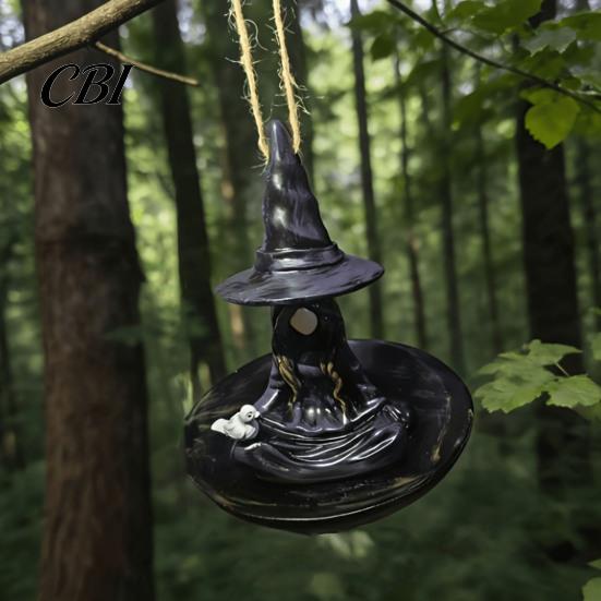 Harz Vogelhaus Meditierende Hexe Futterspender, Outdoor Hängend Geformt Wasserdicht für Gartendekoration