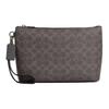 27 Top Zip Closure Detachable Wrist Strap Faux Leather Clutch Large Men Clutch Charcoal-Gray Gray CCF32-QBYFT