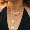 Layered Necklace For Women Chunky Chain Multilayer Boho Punk Portrait Coin Pendant Necklaces Jewelry Pirate Accessories