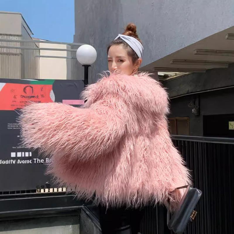 Fur Women's Clothing Imitation Beach Wool Lapel Collar Wool Jacket Winter New Fashion Loose Wool Top