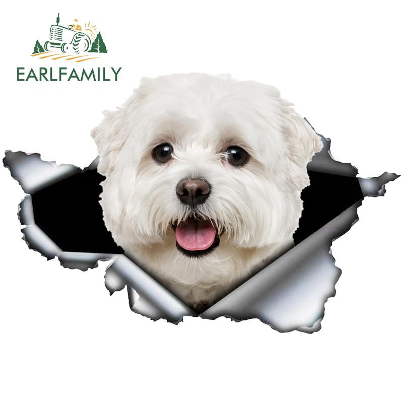 

EARLFAMILY 13 см x 8,8 см мальтийская собака автомобильная наклейка 3D рваная металлическая собака Декор для багажа мотоциклетные окна индивидуальная наклейка
