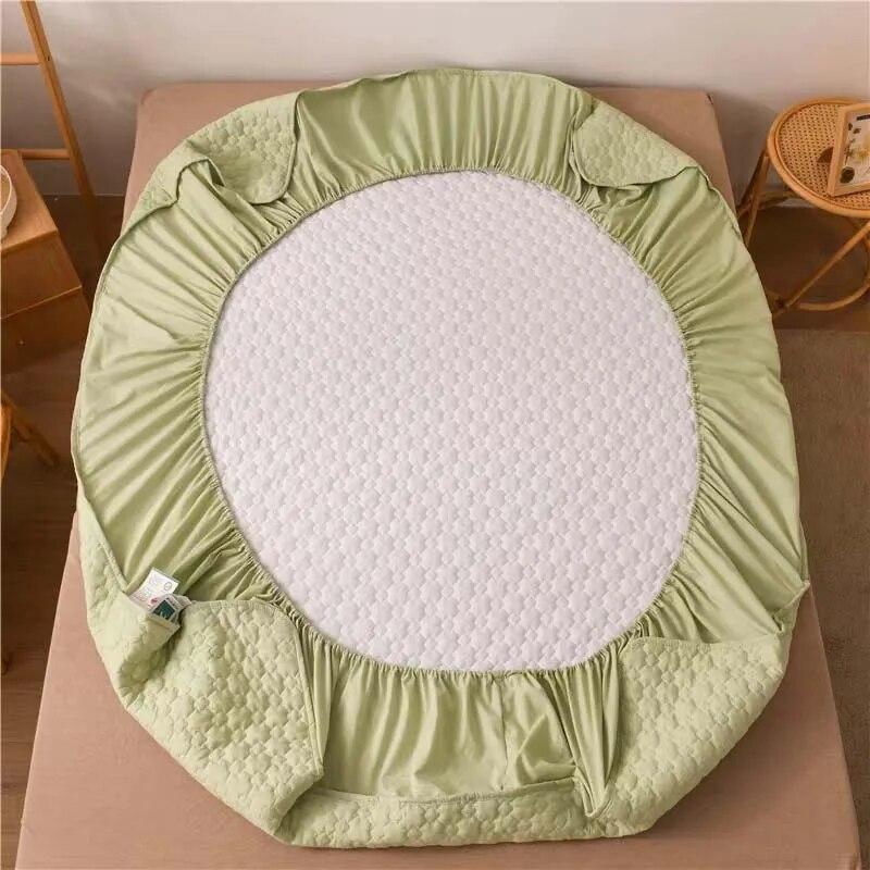Anti-bacterial Anti-mite Bed Fitted Sheet 100% Cotton Quilted Mattress Cover Thicken All-inclusive Bed Protector Cover