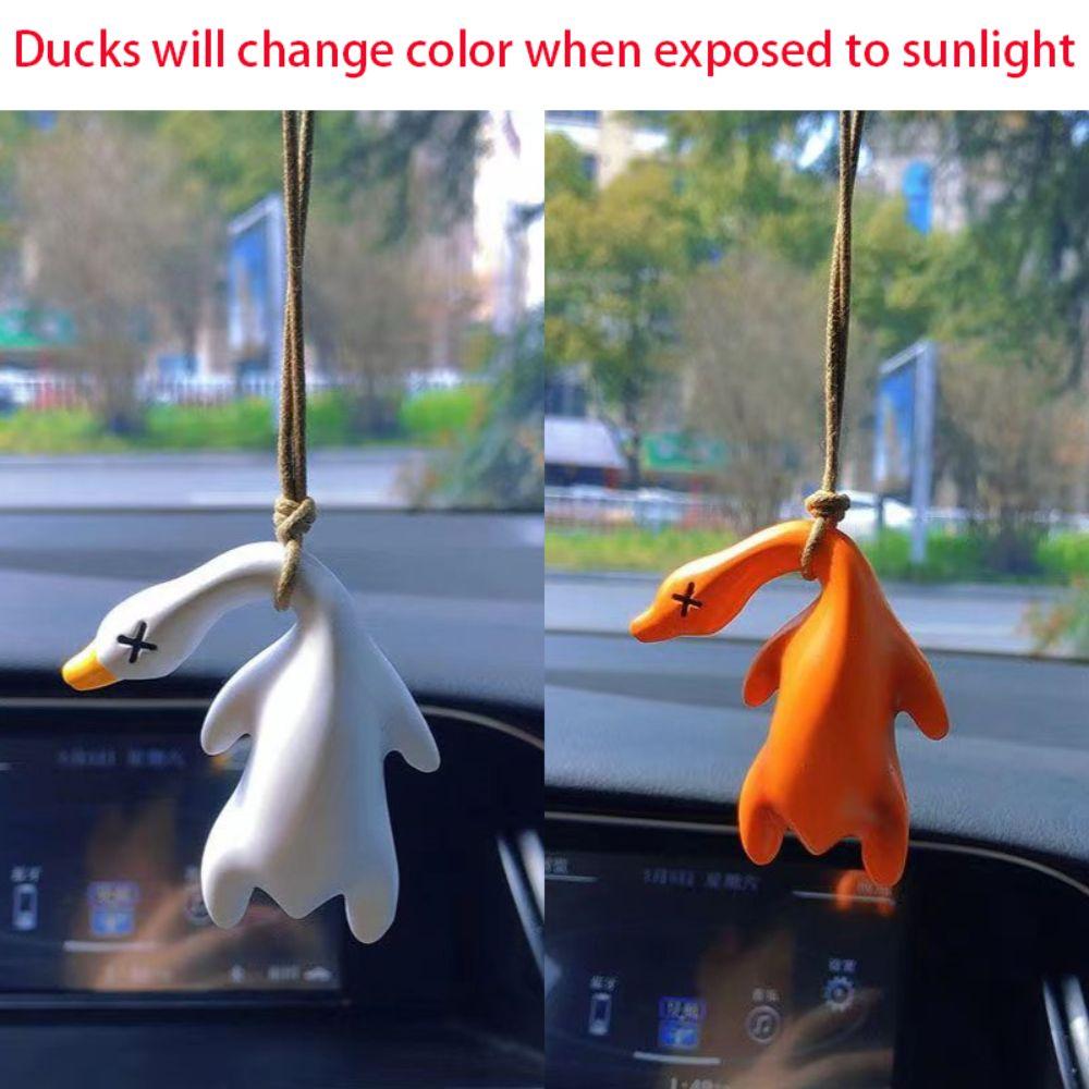 Change Color in The Sun Roasted Duck Car Mirror Ornaments Mini Swing Duck Car Hanging Pendant