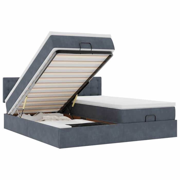 VidaXL Cadre de lit ottoman avec matelas gris foncé 160x200cm velours, cadre de lit, cadre de lit rembourré 3312954