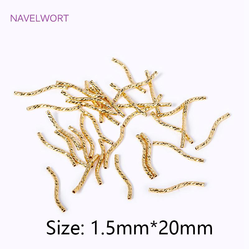 18K Gold Plated Brass S Shape Curved Tube Metal Twisted Tube Beads Connector DIY Necklace Jewelry Making Accessories Wholesale