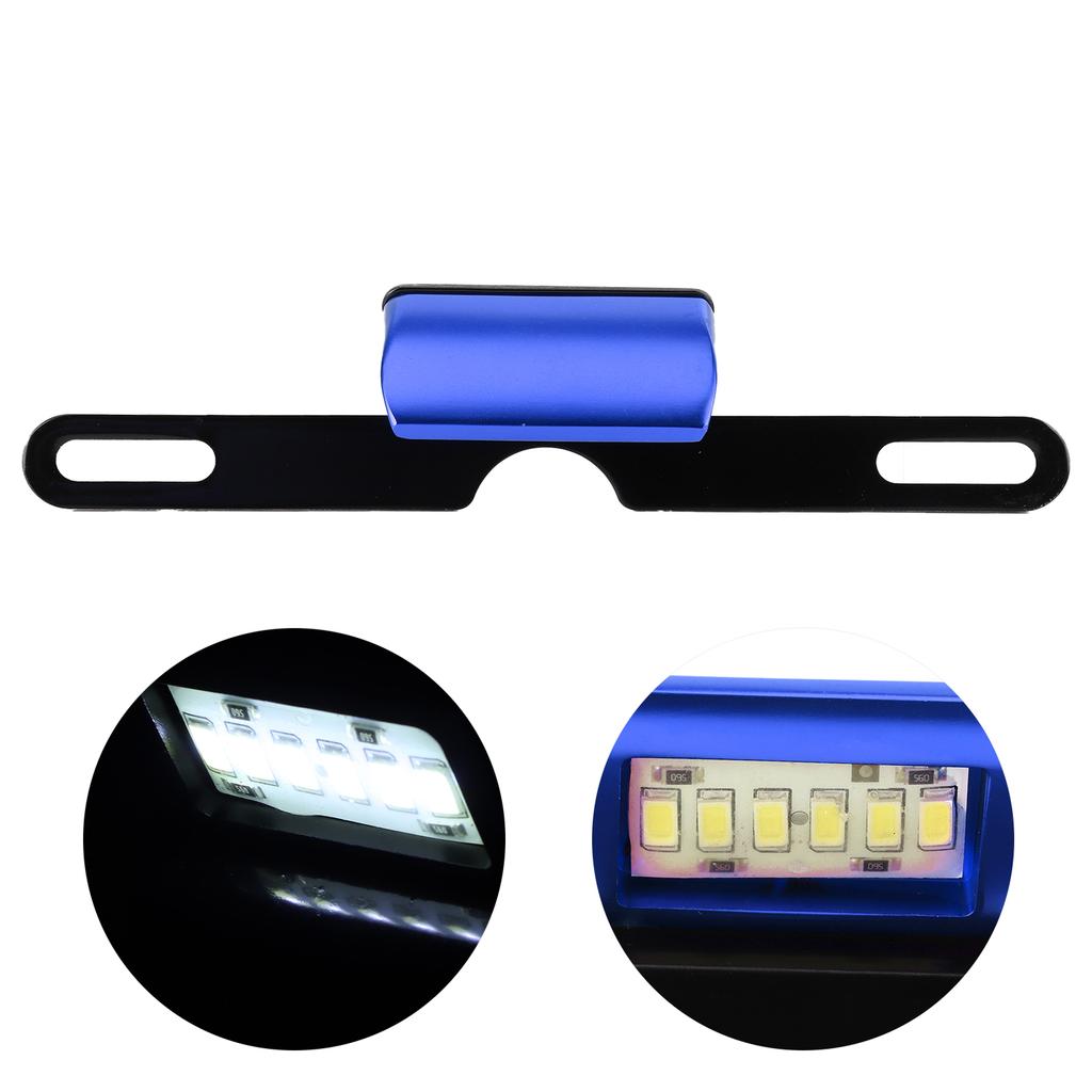 Luz de Matrícula Universal para Motocicleta Aluminio CNC Luz Trasera 6 LED Iluminación de Montaje Trasero Azul