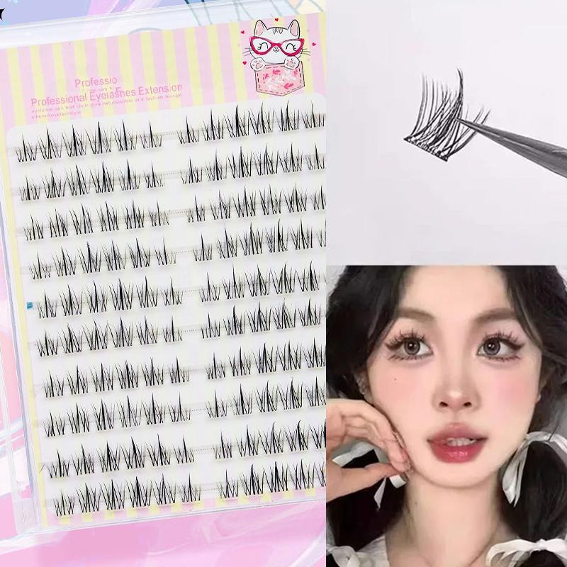 10 Filas/Caja Belleza de Pestañas Pestañas en Grupo para Ojos Pestañas Individuales DIY Estilo Coreano Cosplay Fibra Artificial Negro