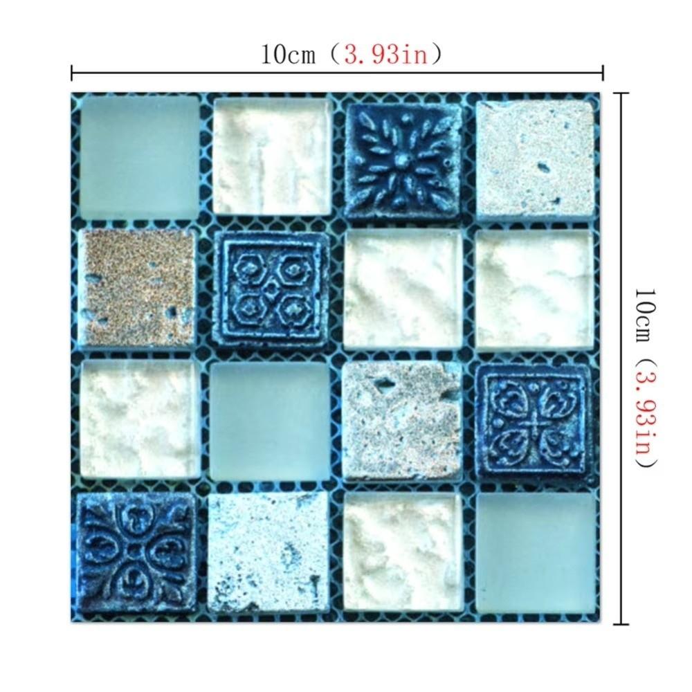 20pcs/set New Self Adhesive Wall Sticker Waterproof Oil Resistant Art Decals Flat 3D Mosaic Tile Wallpaper For Living Room