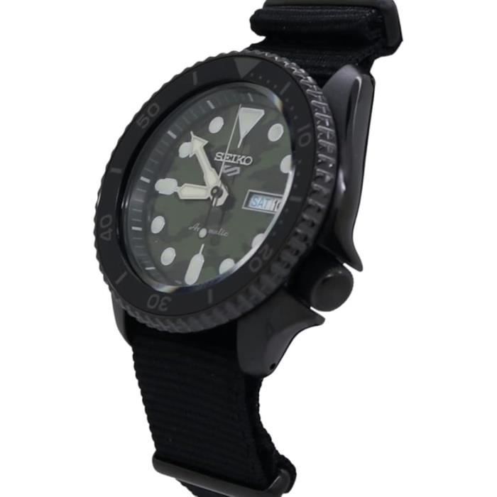 Hodinky - Seiko - 5 SRPJ37 - Mechanické - Zelený ciferník - Černý textilní řemínek