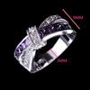 Lila Zirkonia Ringe Niedliche Damen Regenbogen Zinklegierung Plattiert Amethyst Zirkon Verlobung Statement Zirkon Größe 6-10