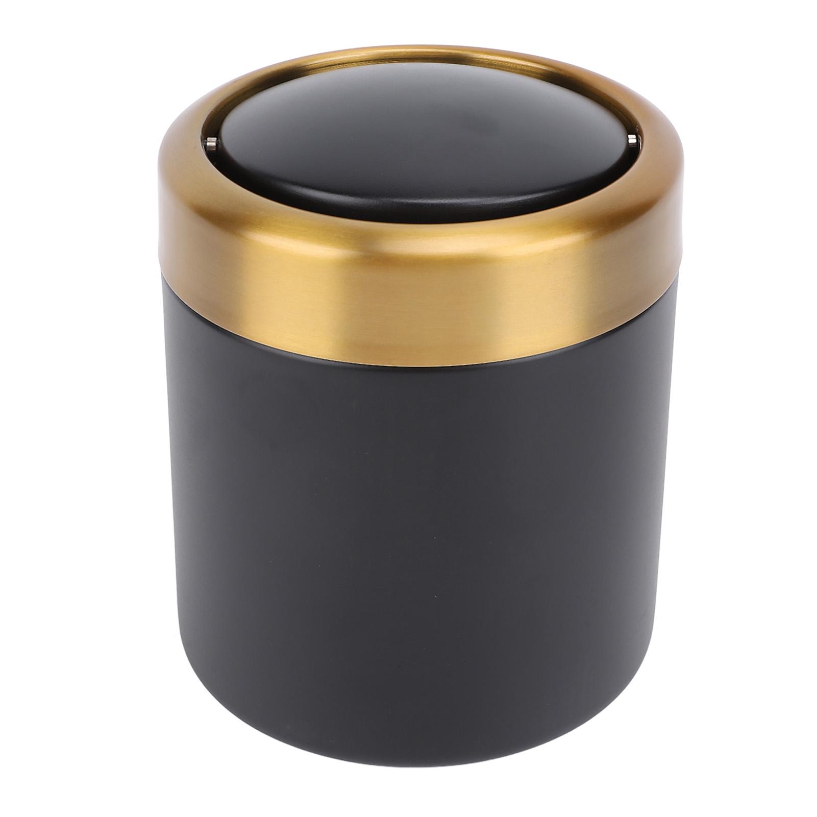 

Desktop Trash Can Stainless Steel Stylish Desktop Waste Basket Small Garbage Can with Lid for Living Room Kitchen