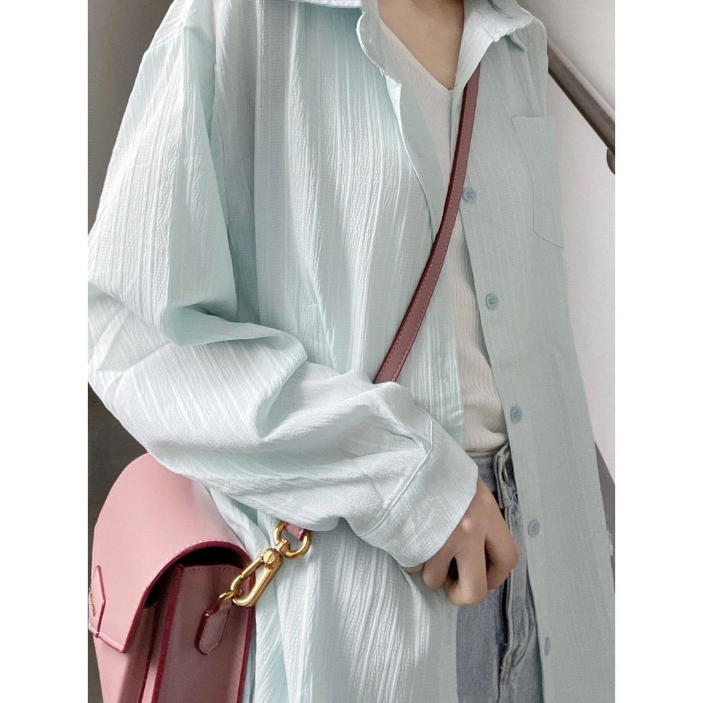 Women's Striped Shirt Chiffon Top Long Sleeved Thin Sun Protection Summer Loose Shirt