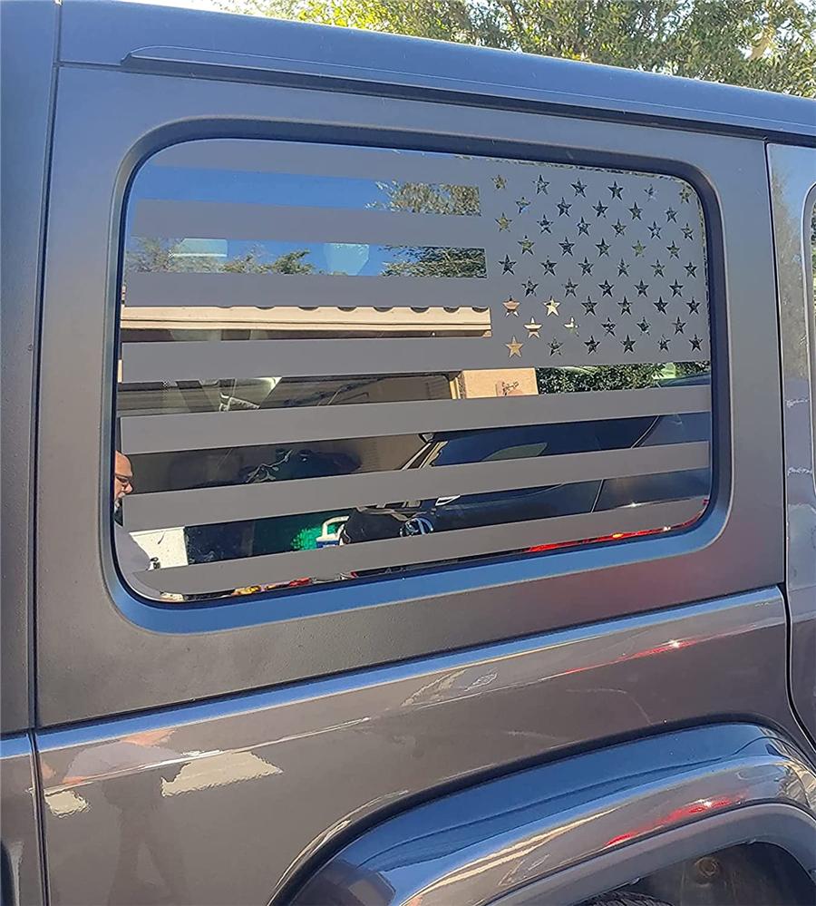 Matte Black American Flag Rear Window Decal For 2018-2022 Jeep Wrangler JL 4Door