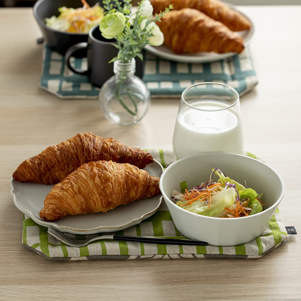 Tea Koushi 32cm Wide x 23cm Long x Made in Washable Japanese &NE Mat, Green, 1.5cm Thick, Japan, Cotton, Pattern, NHK-223-KSGR