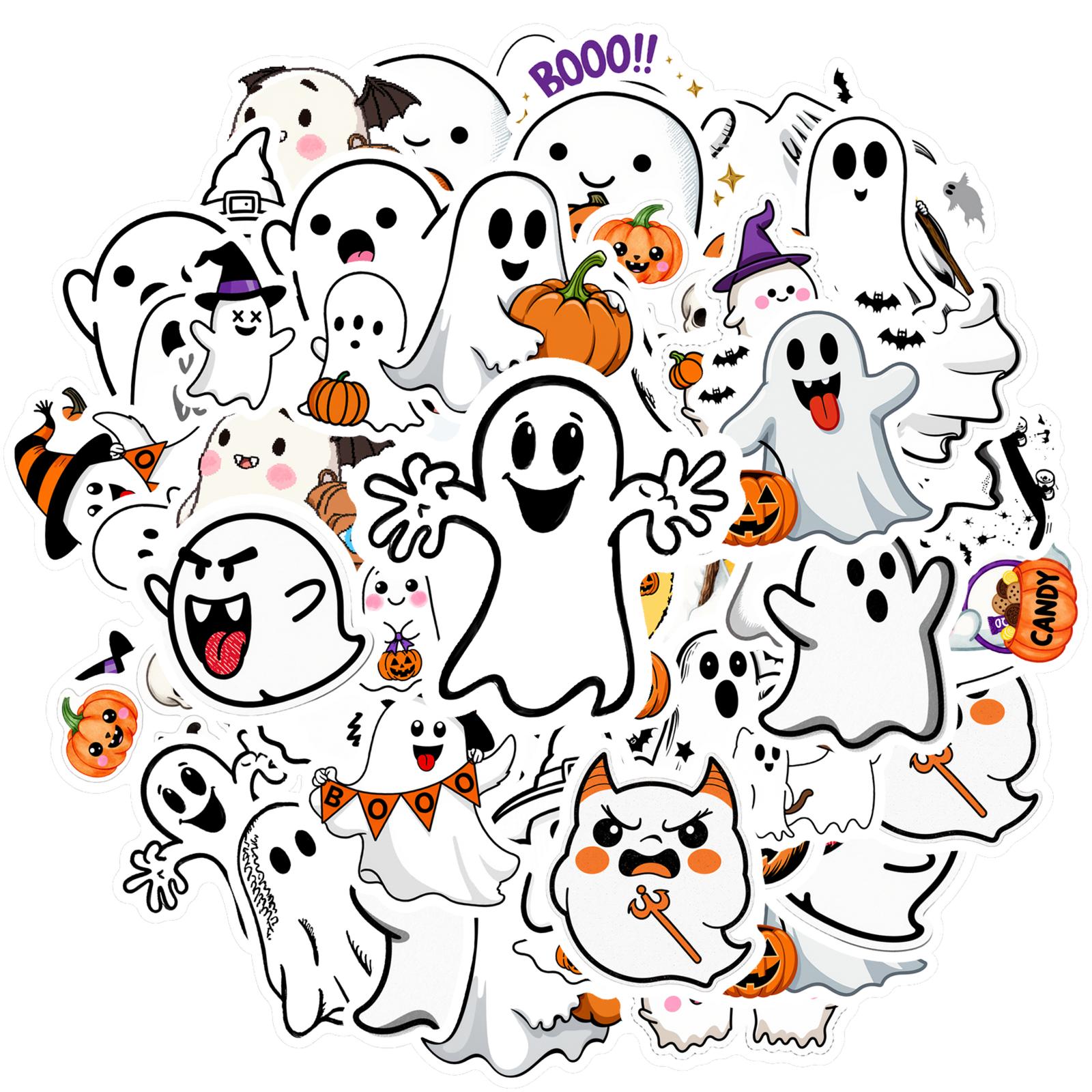 

35pcs Funny Ghosts Stickers Playful Spooky Stickers Ghost Stickers For DIY Phone Laptop Scrapbook Bike DIY Phone