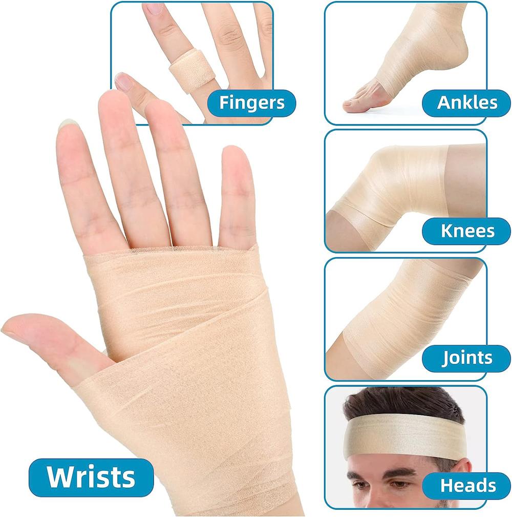 4 Rollen Athletisches Vorbandagen-Wickelband, Schaumstoff-Unterwickelband, Sportliches Vorwickelband für Haare, Knöchel, Handgelenke, Knie