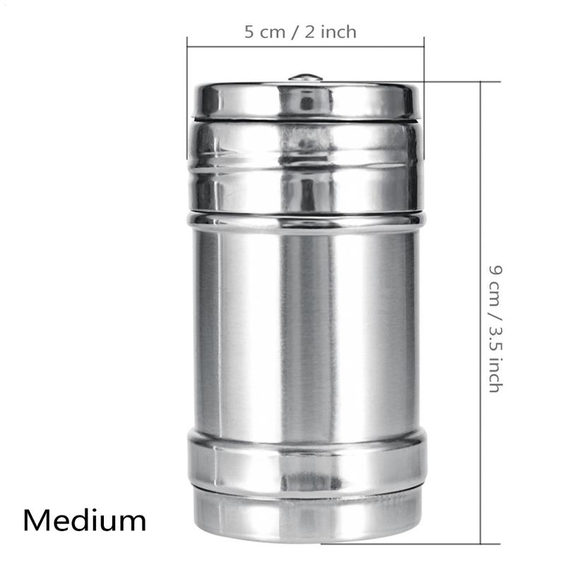 Stainless Steel Seasoning Jar Salt Sugar Shaker With Rotating Cover Condiment Spices Pepper Powder Bottle Container Kitchen Tool