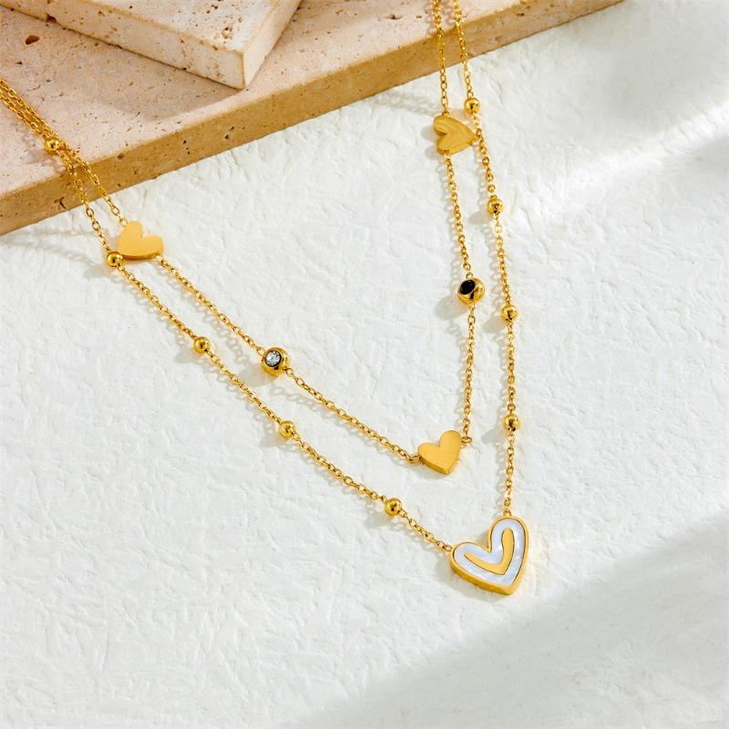 gold layered heart pendant necklace for women