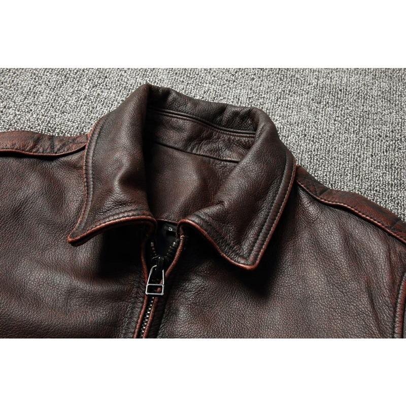 Chinese Size Vintage Genuine Leather Jacket Men Real Cowhide Air Force Flight Suit A2 Pilot Jacket Bomber Jacket Jaquetas Masculina