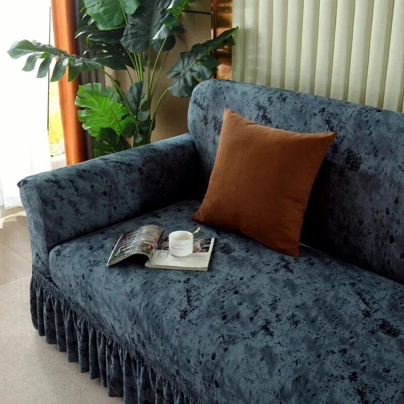 Modern Atmosphere Feeling Skirt Edge Sofa Cover Fabric Full Coverage Elastic Sofa Cover Sofa Anti-skid  Dustproof Cover