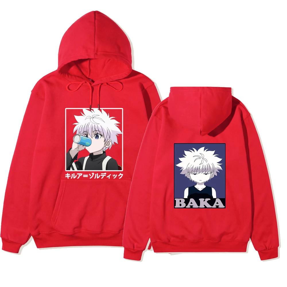 Japanese Anime Funny Killua Eyes Killua HxH Hoodies 2021 Winter Japan Style Hunter X Hunter Sweatshirts Streetwear for Women/men