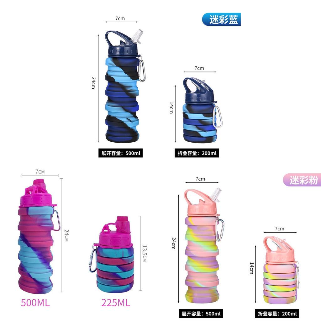Borraccia Pieghevole in Silicone per Viaggi all'Aperto e Sport con Colori