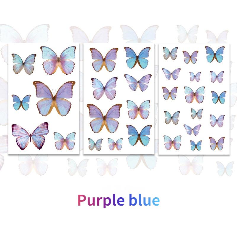 

2Bag Метелик серія Щоденний деко Washi Щоденник наклейки Скрапбук журнал Каракулі канцелярські товари рахунок Purple blue