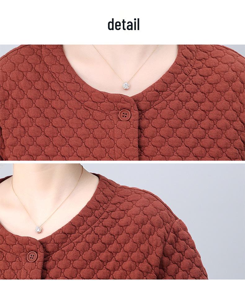 Women's Petite Loose Casual Round Neck Jacket for Middle-Aged & Elderly - Spring 2025