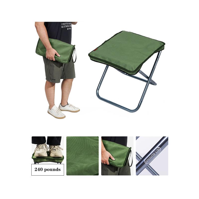 

Кемпинговый табурет, максимальный вес 265 фунтов, легкий складной табурет на молнии, алюминиевый сплав армия зеленый