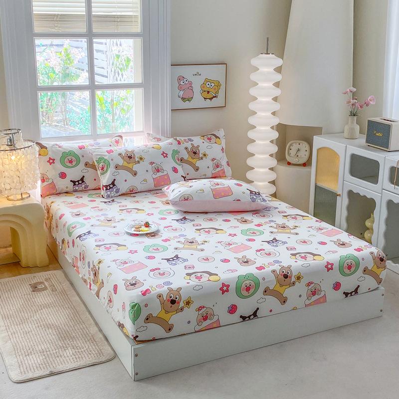 2026 Cartoon Fitted Bed Sheet - Four Seasons, Non-slip Dormitory Mattress Cover